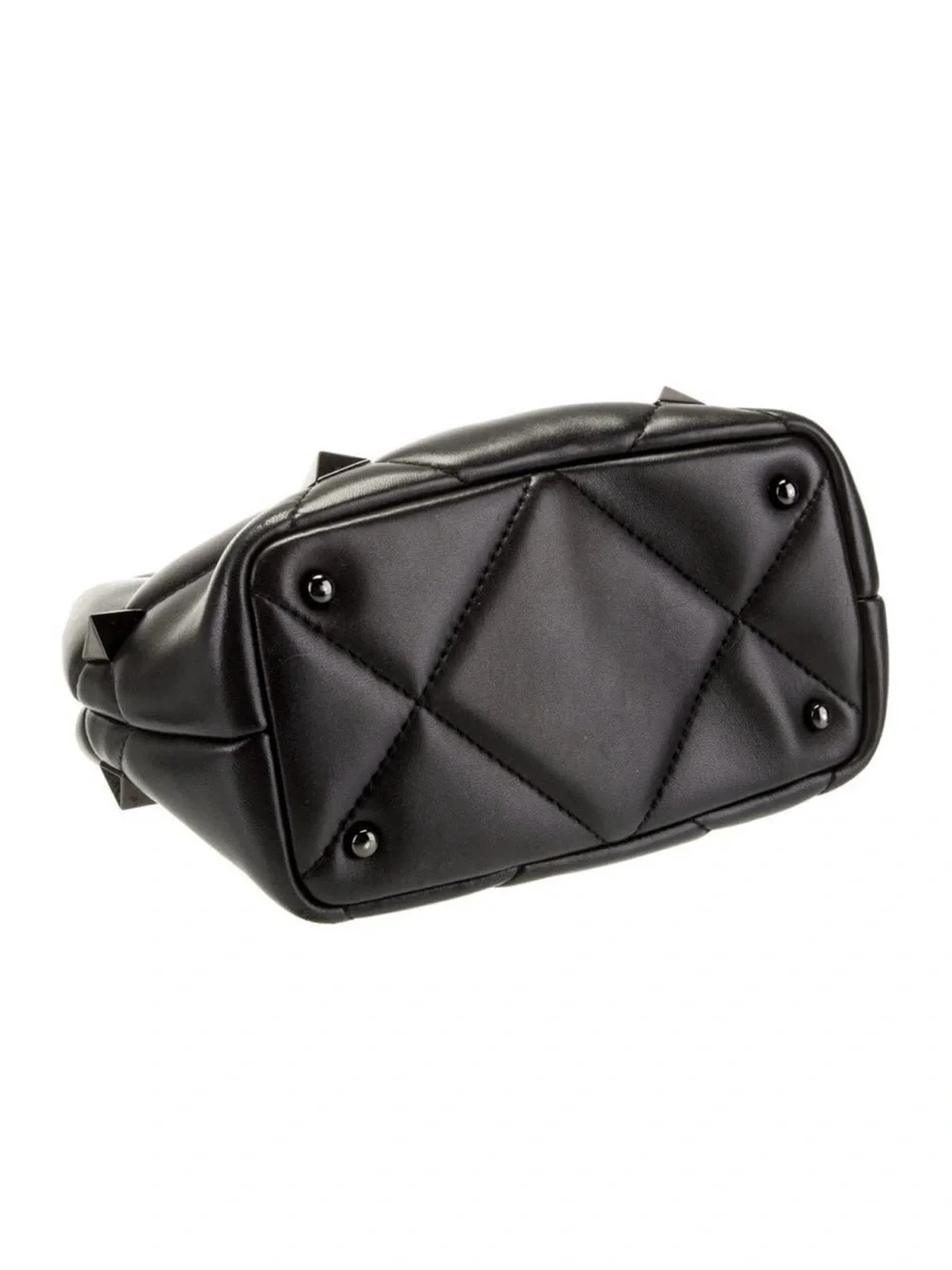 Valentino Black Quilted Rock Stud Top-Handle Bag - Picture 4 of 5